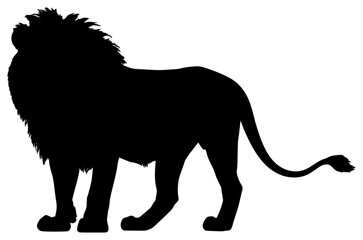 a black silhouette of a lion on a transparent background, black, image, lion, silhouette, stand 