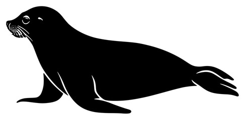 a black silhouette of a seal on a transparent background, animal, black, illustration, image, logo, seal, silhouette 