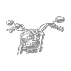Vintage Motorcycle Headlight and Handlebars Monochrome Illustration