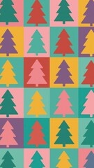Obraz premium Colorful geometric Christmas trees mobile wallpaper