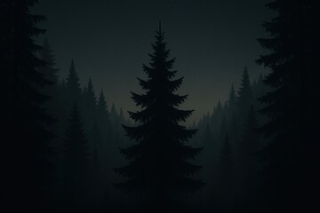 Mysterious dark forest silhouette background