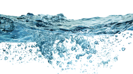 Crystal clear blue water with captivating bubbles for relaxation and refreshment themes