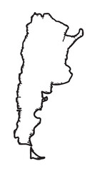 Black outline vector icon of the map of argentina with minimal detailing for geographical and educational purposes.