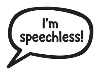 Fototapeta premium Black outline speech bubble graphic with the text 