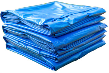 Stack of Folded Blue Tarps Durable Protection for Covering and Securing Objects