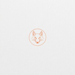 Minimalist fox illustration in circle emblem design on white background