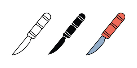 Scalpel icon sign symbol. surgical scalpel black thin line and color vector icon.