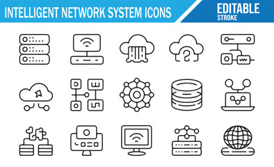 Connectivity & Server Icons Pack – Outline Style, Editable Stroke, Tech Toolkit