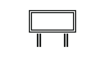 Fototapeta premium Simple black and white outline of a blank billboard on two legs silhouette