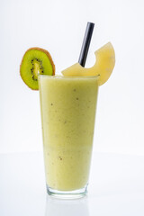 kiwi pineapple juice fruit drink on white background