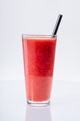 Strawberry fresh frozen juice on white background