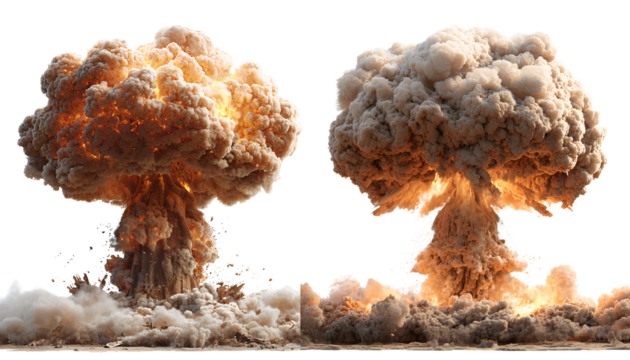 nuclear explosion isolated on a transparent background