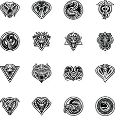 Collection of Glyph Style Snake Logos 

