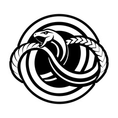 A glyph style icon showing a serpente logo