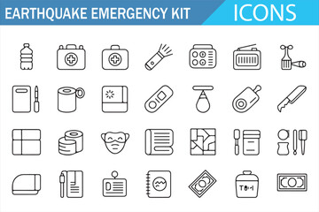 Rescue and relief equipment outline symbols for emergency planning