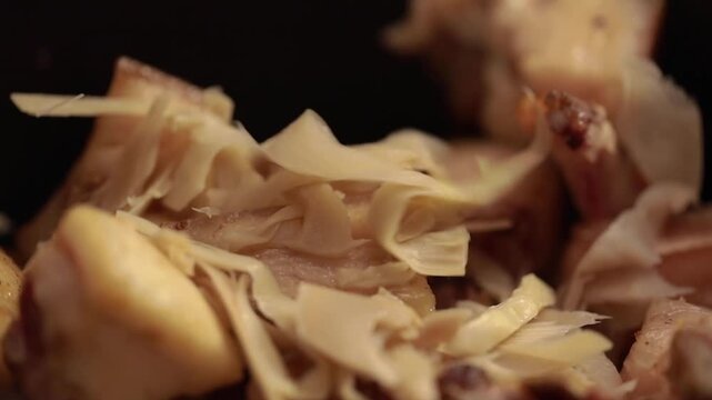 Chopped pork pieces. Small pink pork pieces for cooking.