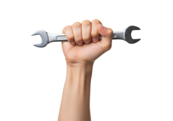 Hand Holding Wrench Tool Mechanic Repair Work Metal Spanner Grip Maintenance Equipment