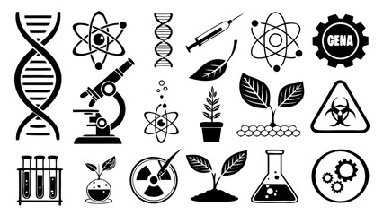 Collection of biotechnology and gene editing vector icon set