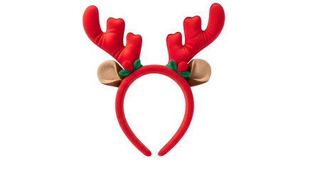 Red reindeer antler headband with brown ears for festive celebrations