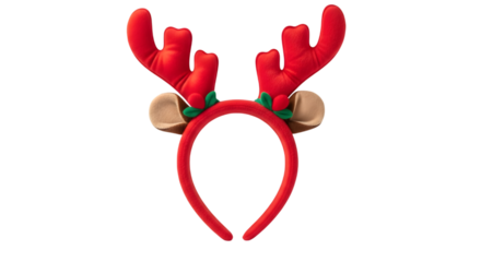 Red reindeer antler headband with brown ears for festive celebrations