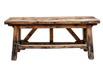 Rustic wooden bench with distressed finish and simple construction