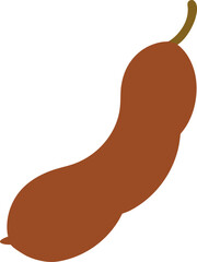 Tamarind Pod Illustration with Brown Segments and Green Stem