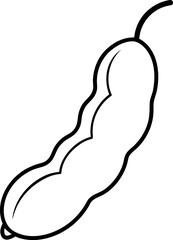 Tamarind Pod Line Drawing in Minimal Black and White Style