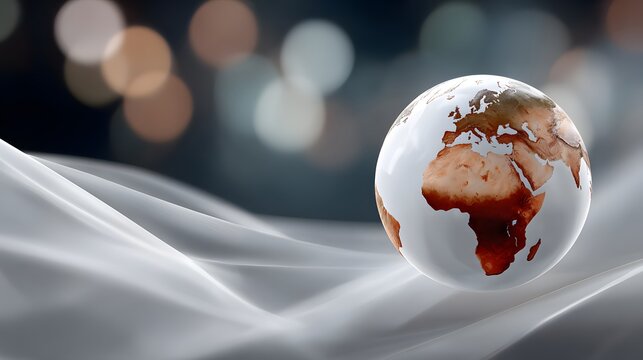 Glass Earth globe, abstract background, global warming, climate change, technology, futurism, ecology, business, Europe, Africa