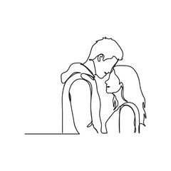 Minimal One Line Couple Illustration | Continuous Line Art of Romantic Lovers in Intimate Pose