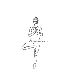 Minimal One Line Yoga Illustration | Continuous Line Art of Woman Doing Crescent Lunge Stretch Pose