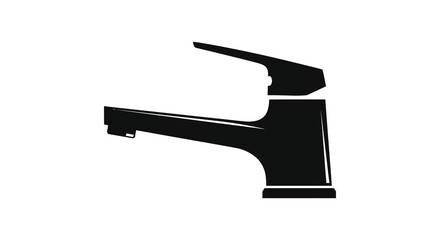 Modern single lever bathroom faucet in a bold black silhouette against a clean white background