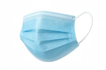Blue surgical face mask protecting against airborne illnesses, microbes, environmental pollution, viruses, and bacteria