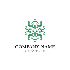Obraz premium Elegant geometric floral logo design with company name placeholder