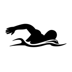 Obraz premium Vector illustration of swimming person silhouette