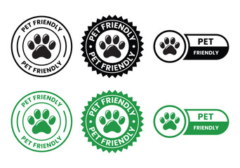 Pet friendly vector logo template badge. Suitable for business, animal, pet, and veterinary. Pet friendly vector
