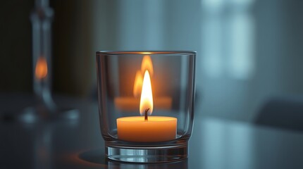 Candle in a glass isolated on white background
