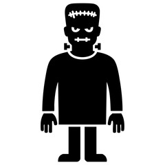 Frankenstein monster silhouette illustration. Cartoon character for Halloween. icon. vector