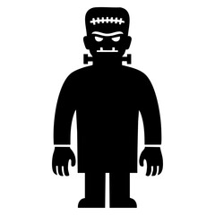 Frankenstein monster silhouette illustration. Cartoon character for Halloween. icon. vector
