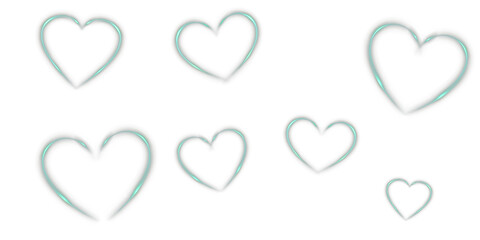 Neon green glowing heart symbol with light sparkles. Abstract love icon for Valentine’s Day, wedding, and romantic digital design illustrations.