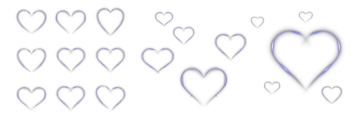 Vibrant purple heart with neon glow and light reflections. Romantic luminous design for Valentine’s Day, love backgrounds, and transparent PNG overlays.