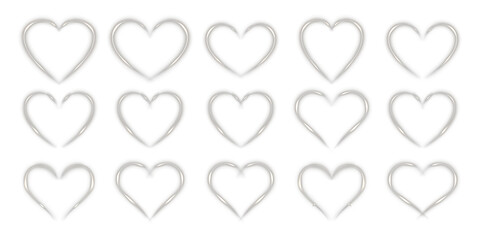 White glowing heart frame with radiant light effect and sparkle. Elegant luminous outline for Valentine’s Day or love-themed digital designs.