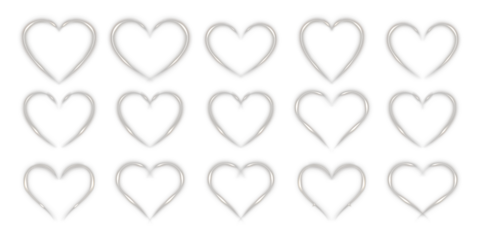 White glowing heart frame with radiant light effect and sparkle. Elegant luminous outline for Valentine’s Day or love-themed digital designs.