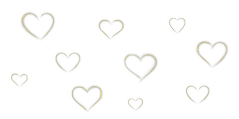 Sparkling gold heart shape glowing on transparent background. Light frame symbolizing love, luxury, and celebration, perfect for romantic and holiday design concepts.