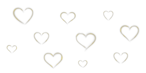 Sparkling gold heart shape glowing on transparent background. Light frame symbolizing love, luxury, and celebration, perfect for romantic and holiday design concepts.
