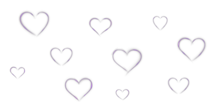 Glowing neon heart in purple hue with sparkling light beam. Abstract love icon with luminous effect for romantic, festive, or wedding-themed designs.