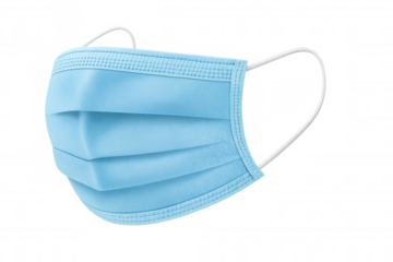 Blue surgical face mask providing protection against pandemic virus, offering health care and hygiene on transparent background