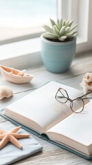 Coastal Still Life with Open Notebook