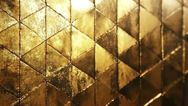 Shimmering Golden Texture with Geometric Pattern Reflecting Light and Creating a Luxurious Atmosphere for Backgrounds and Design Projects