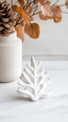 Minimalist Autumn Still Life with Ceramic Tree