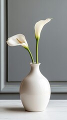 Two White Calla Lilies in Vase